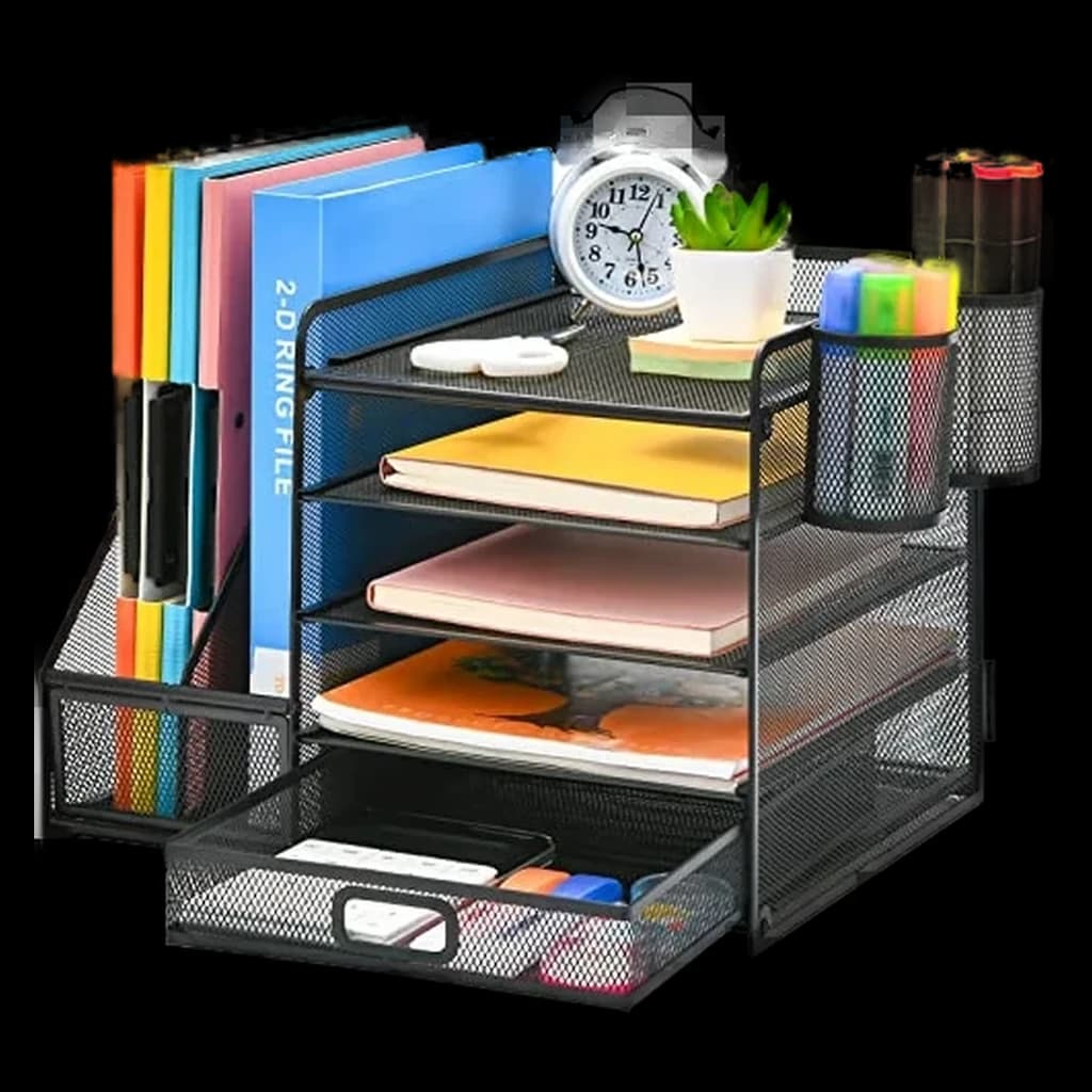 Marbrasse 5-Tier Mesh Desk Organizer with Drawer