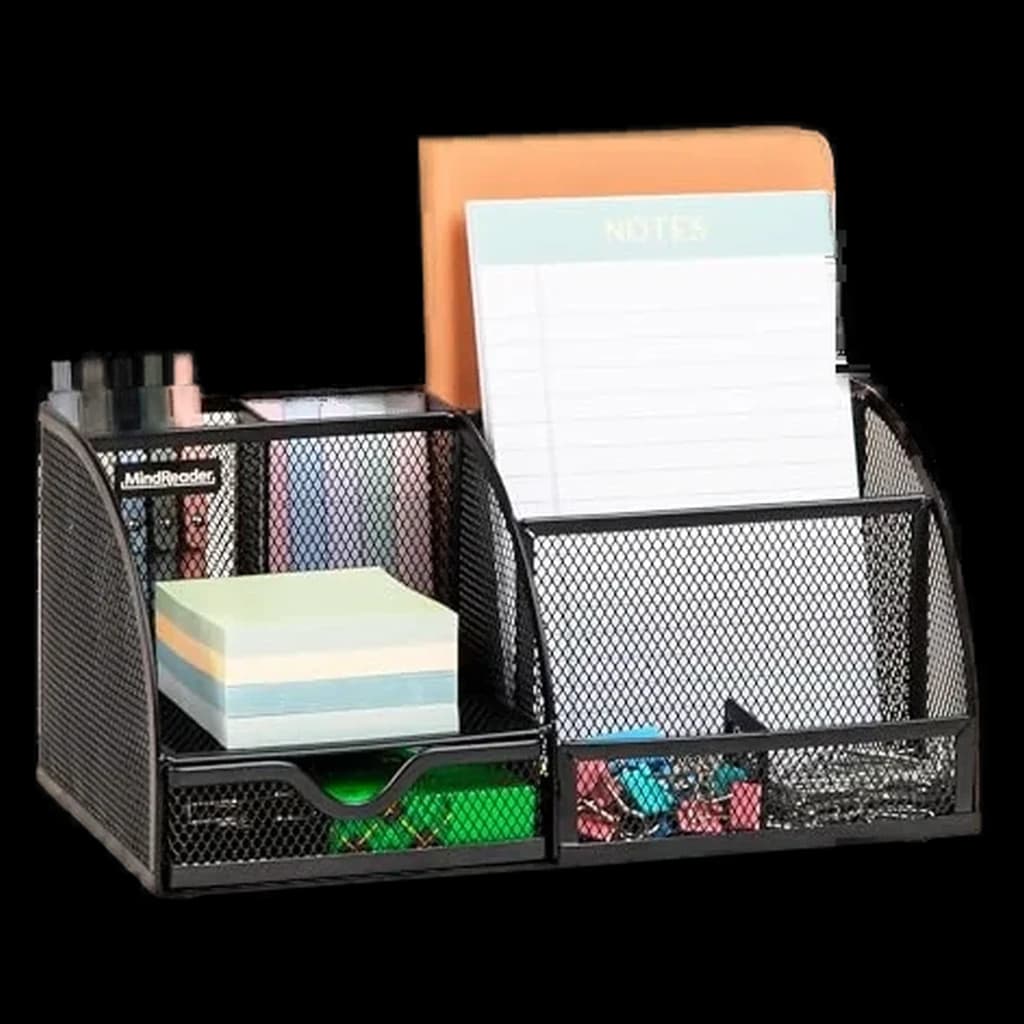 Mind Reader 7-Compartment Metal Mesh Desktop Organizer
